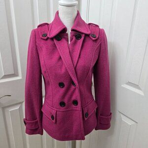 Pendleton Double-Breasted Coat Wool‎ Blend XXS Womens Magenta Classic